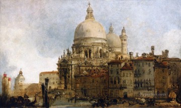 デビッド・ロバーツRA Painting - ヴェネツィアの大運河沿いにあるサンタ・マリア・デッラ・サルーテ教会の眺め ドガナの向こう側 1851 デヴィッド・ロバーツ